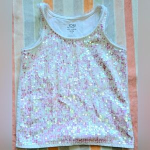 Girls (4-5) Sequin Tank Top - White and Pink